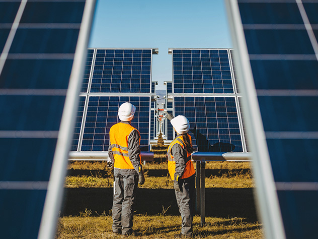 Vue d'une centrale solaire d'électricité verte